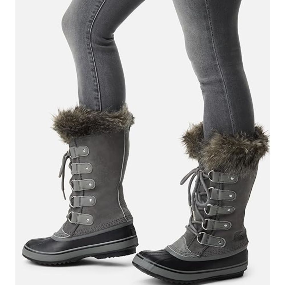 Sorel Women's Joan Arctic Winter Boots Sz 7 Gray Leather Faux Fur Waterproof‎